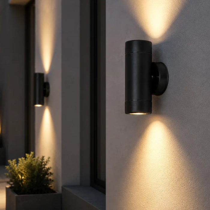 elevenpast Wall Light Capsule Up and Down Outdoor Wall Light in Black O577B