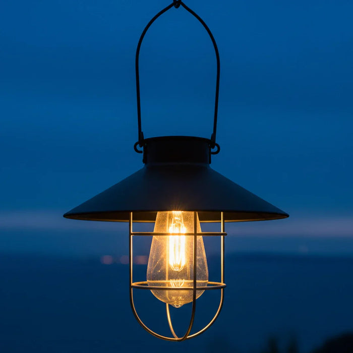 elevenpast solar lantern light Barnyard Solar Black Hanging Lantern O616BS 6007328397472