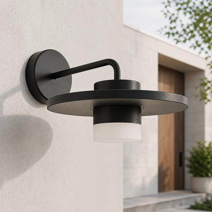 elevenpast Wall Light Matt Black LED Disc Outdoor Wall Light - 7W IP54 O653 6939412016344