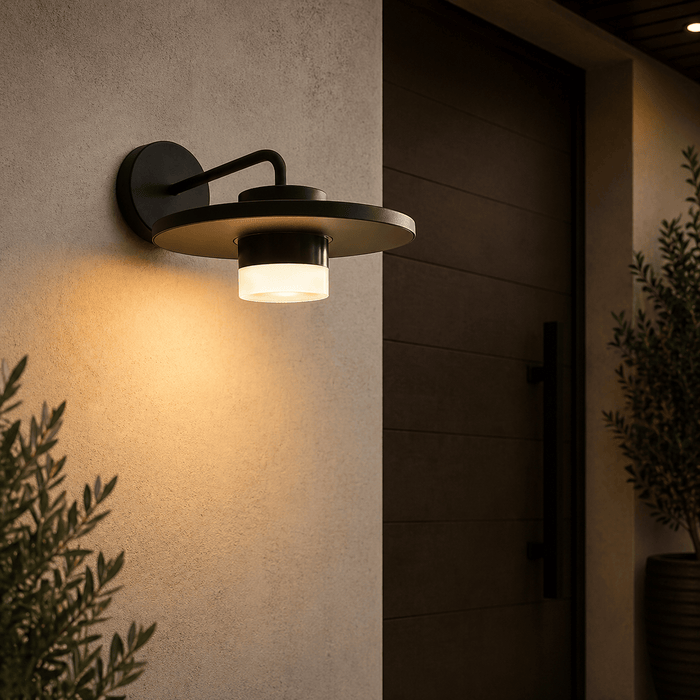 elevenpast Wall Light Matt Black LED Disc Outdoor Wall Light - 7W IP54 O653 6939412016344
