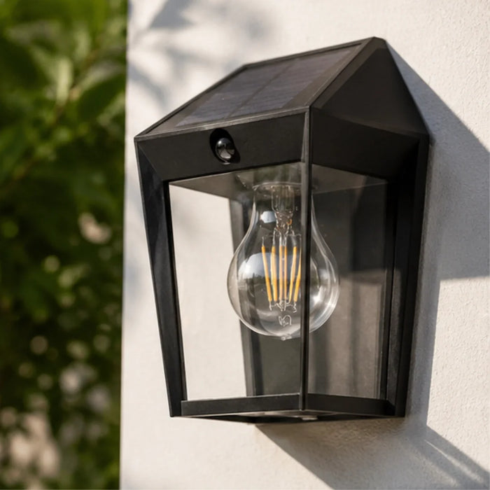 elevenpast Wall Light Avony Solar Lantern Wall Light with PIR Sensor – Matt Black O655 6939412016511