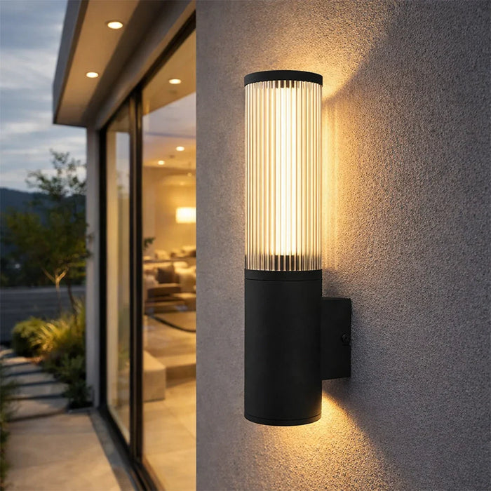 elevenpast Wall light Modern Ribbed Outdoor Wall Light Black E27 IP54 O659 9008606298075