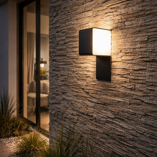 elevenpast Wall light LED Outdoor Wall Light Black 12W | Modern Cube Up Down Light O664 6009551811695