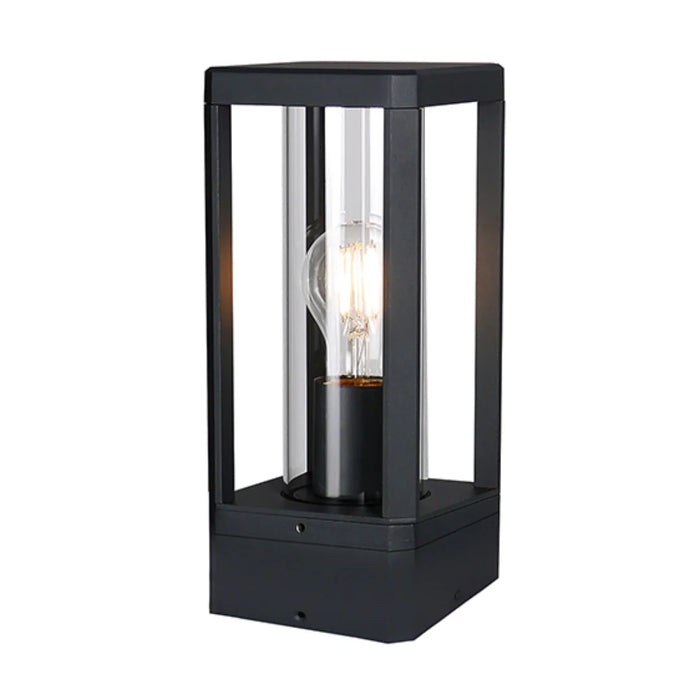 elevenpast Wall Light Metal Square Outdoor Post Top Light – Black and Clear Glass O667 6009551811725