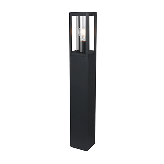 elevenpast Garden Bollard Metal square Black Outdoor Bollard Light with Clear Glass O668 6009551811732