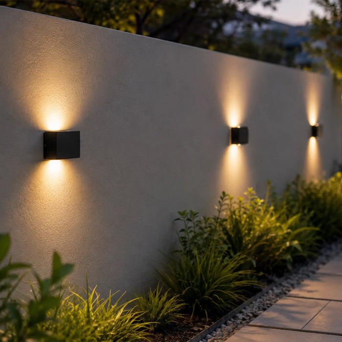 elevenpast Wall Light Compact Cube LED Up and Down Outdoor Wall Light – Black O677 6009551811640