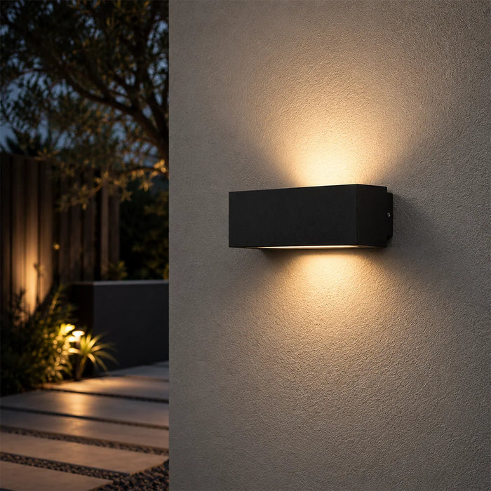 elevenpast Wall Light Dual Rectangular LED Up and Down Outdoor Wall Light - Black O678 6009551811657