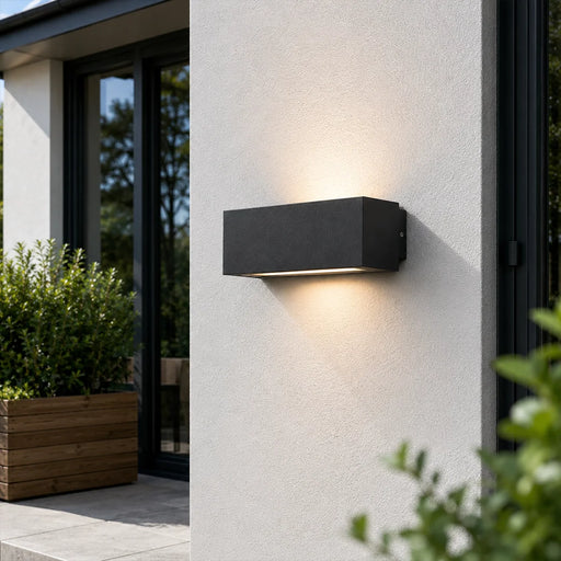 elevenpast Wall Light Dual Rectangular LED Up and Down Outdoor Wall Light - Black O678 6009551811657