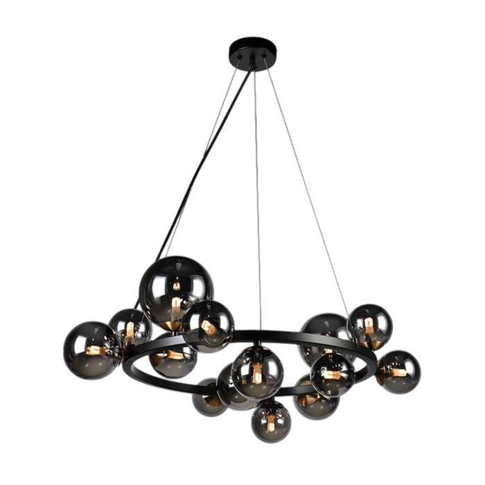 Round Bubble LED Glass and Metal Pendant Light Black