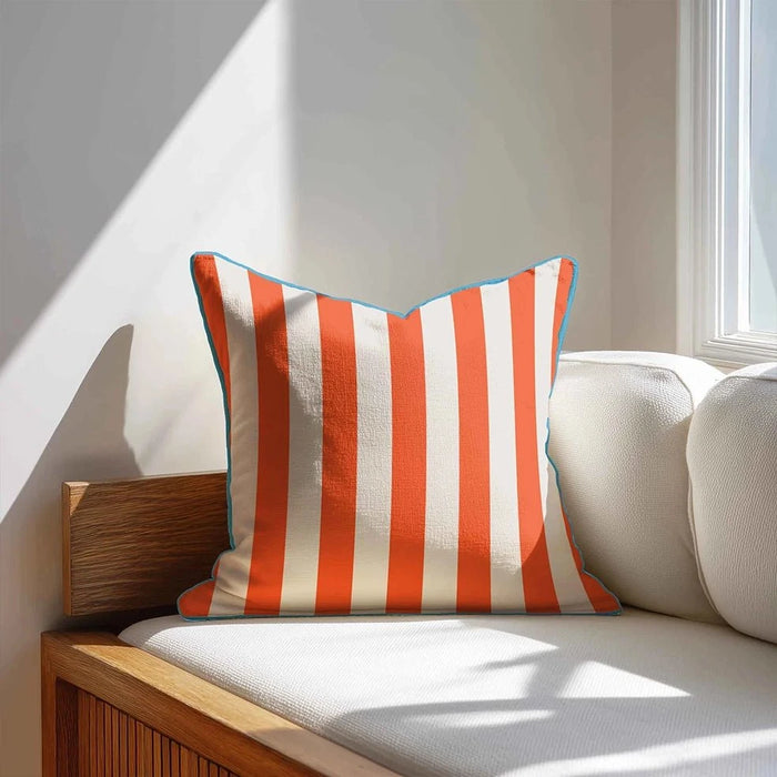 elevenpast Scatter Cushions Orange and Cream Stripe Velvet Cushion OrangeCreamStripeCushion