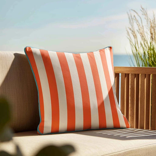 elevenpast Scatter Cushions Orange and Cream Stripe Velvet Cushion OrangeCreamStripeCushion