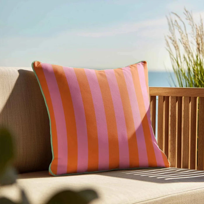 Cara Saven Scatter Cushions Orange and Pink Stripe Velvet Cushion OrangePinkStripedCushion