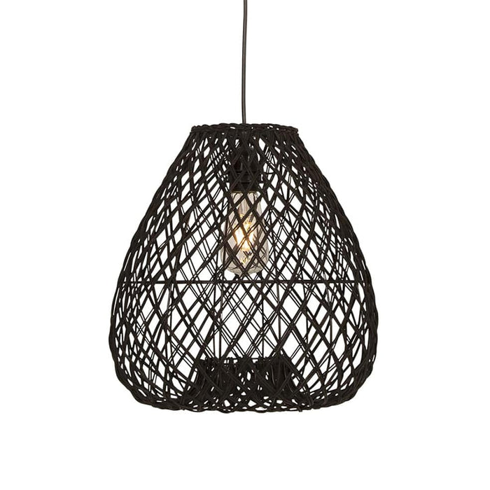 elevenpast Black Albert Pendant Light - Woven Rattan P1291B 6009551807643