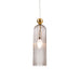 elevenpast Pendant Lights Gold Ribbed Glass Pendant Light – Smokey Grey E14 Hanging Ceiling Light P1338 6009551810742