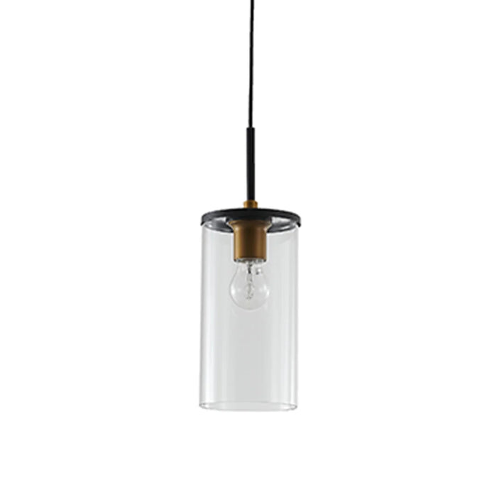 elevenpast Pendant Lights Black and Bronze Glass Cylinder Pendant Light – Hanging Ceiling Light P1340 6009551810766