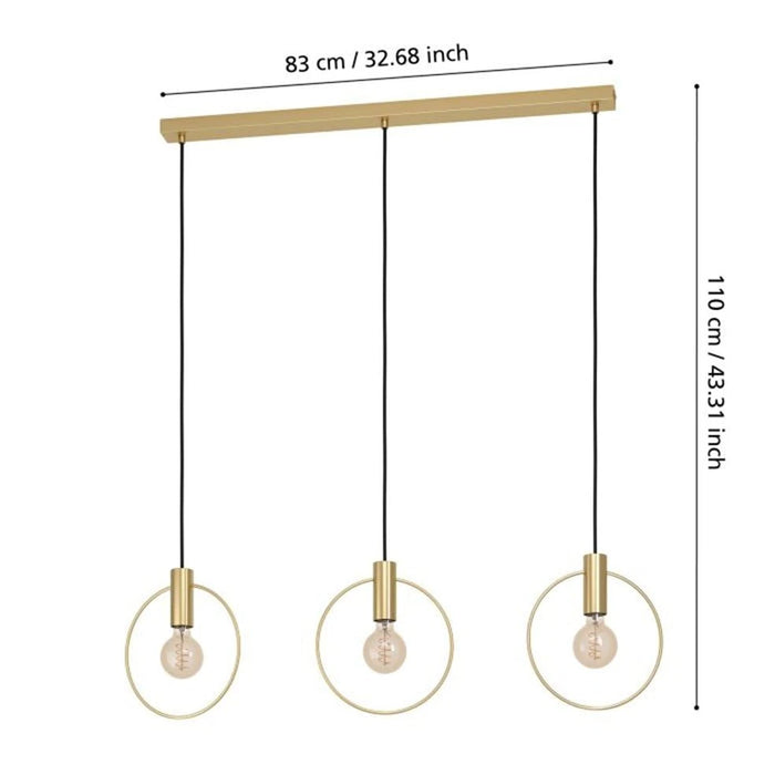 elevenpast pendant light Manizales 3 Light Ring Pendant Light - Brushed Brass P1347 9002759988357