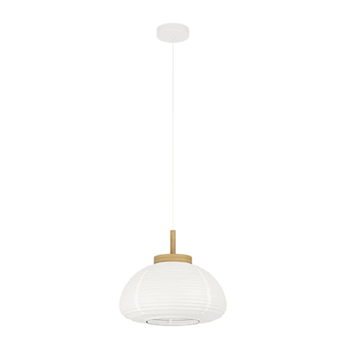 elevenpast pendant light White Paper Pendant Light with Wooden Accent P1354 9002759440640