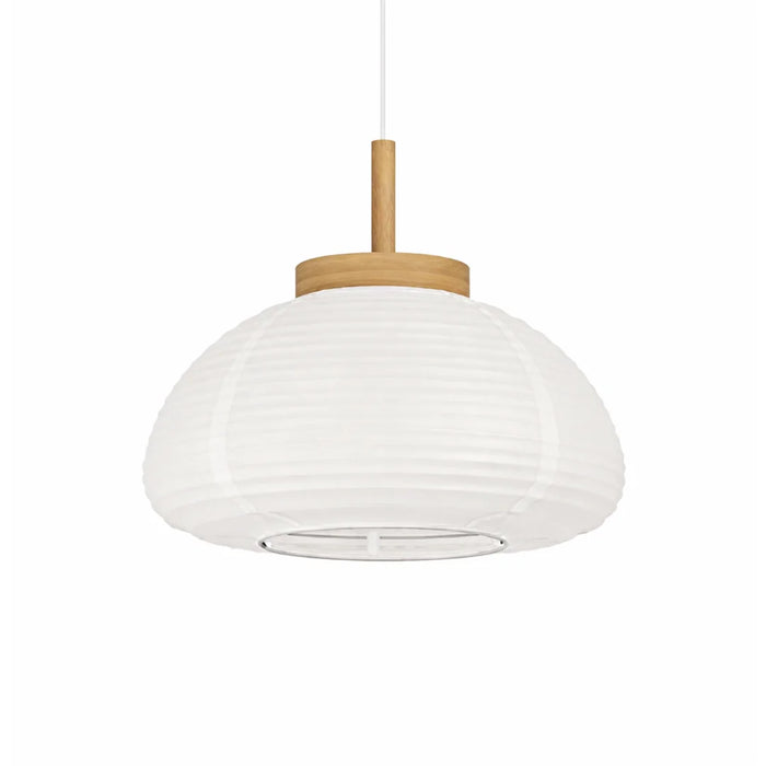 elevenpast pendant light White Paper Pendant Light with Wooden Accent P1354 9002759440640