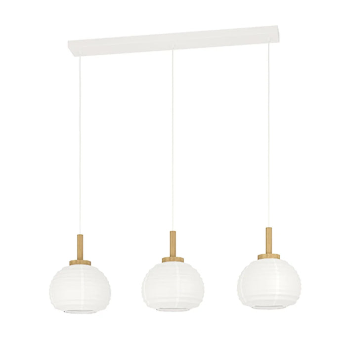 elevenpast pendant light 3 Light White Paper Pendant with Wooden Bar – Modern Linear Dining Room Ceiling Light P1355 9002759440664