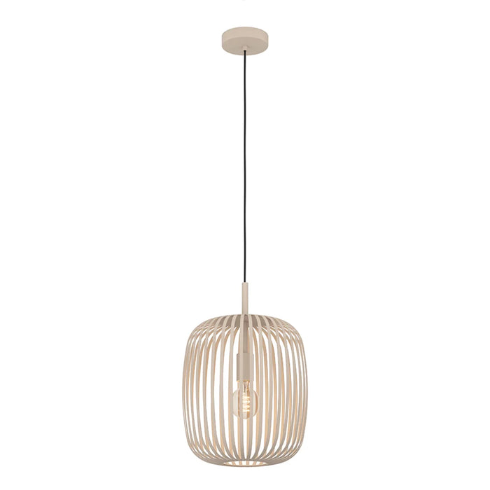 elevenpast pendant light Slatted Steel Cage 1 Light Pendant in Cream P1356 9008606244300