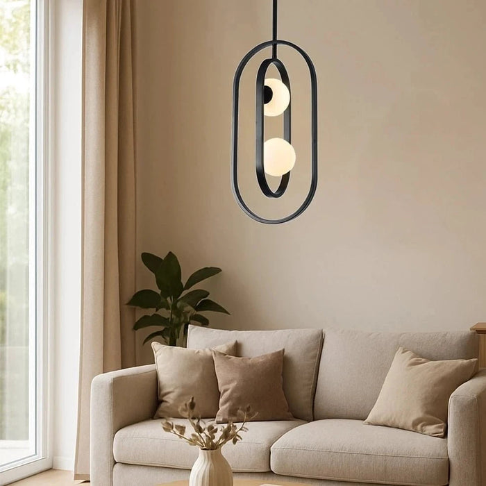 elevenpast pendant light Miro Metal and Glass Dual Pendant Light - Black P1359 6009551811367