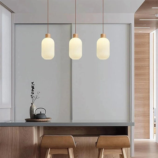 elevenpast pendant light Nesta 2 Wood and Glass Pendant Light P1361