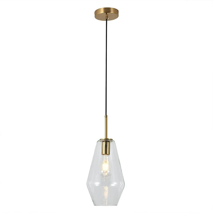 elevenpast pendant light Vetra 1 Clear Glass Metal Pendant Light - Gold P1362