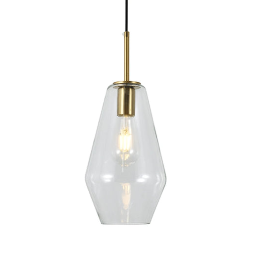 elevenpast pendant light Vetra 1 Clear Glass Metal Pendant Light - Gold P1362