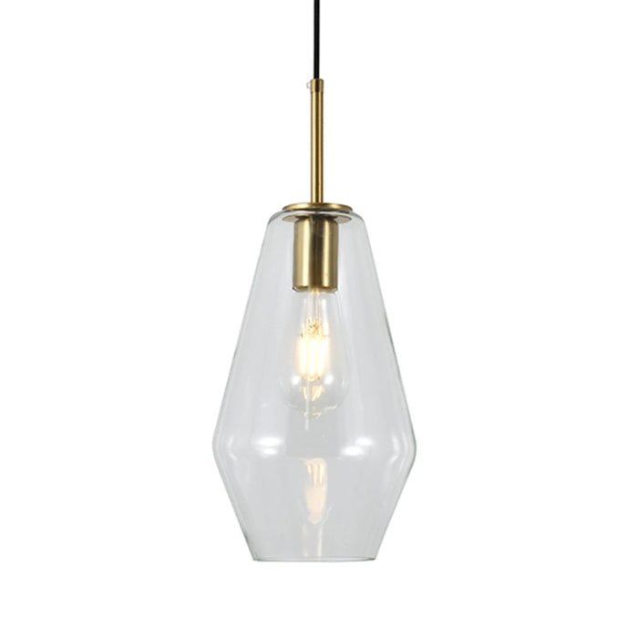 elevenpast pendant light Vetra 1 Clear Glass Metal Pendant Light - Gold P1362
