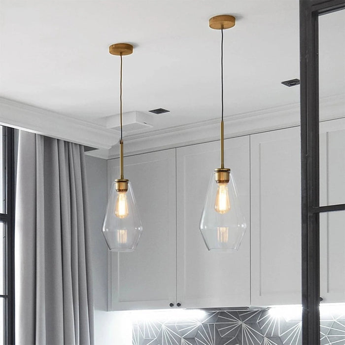 elevenpast pendant light Vetra 1 Clear Glass Metal Pendant Light - Gold P1362