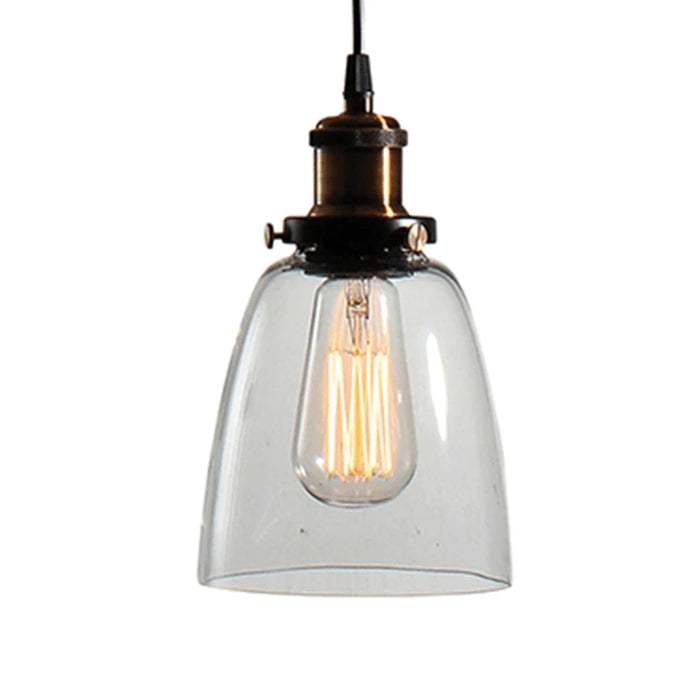 elevenpast Ceiling Light Farmhouse Metal and Glass Pendant  - Black P489 6007328367284