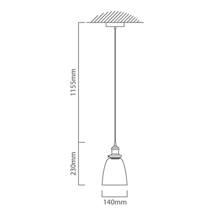 elevenpast Ceiling Light Farmhouse Metal and Glass Pendant  - Black P489 6007328367284