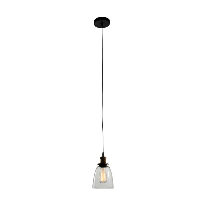 elevenpast Ceiling Light Farmhouse Metal and Glass Pendant  - Black P489 6007328367284