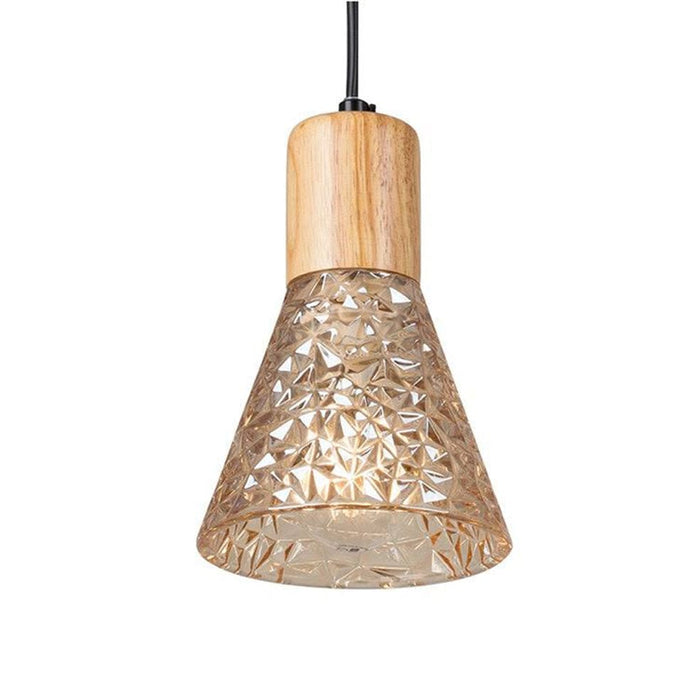 elevenpast lighting Amber Lucca Pendant Light Wood and Glass P927AM 6007328387381