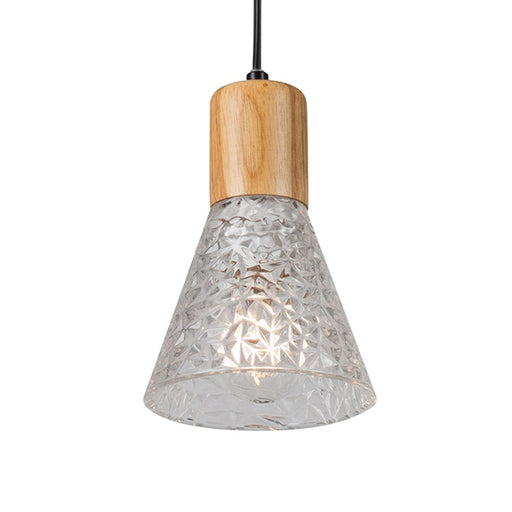 elevenpast lighting Clear Lucca Pendant Light Wood and Glass P927CL 6007328387374