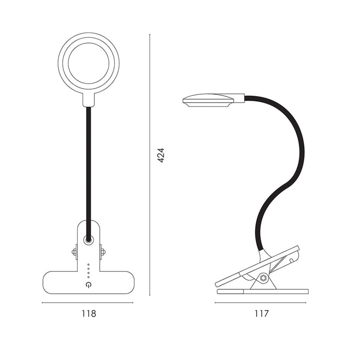 Spazio DESK LAMP Paddle Pop Metal Clip on LED Desk Lamp Black | White