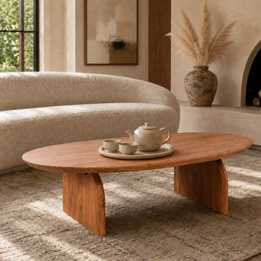 elevenpast Coffee Table Organic Oval Acacia Wood Coffee Table PC022