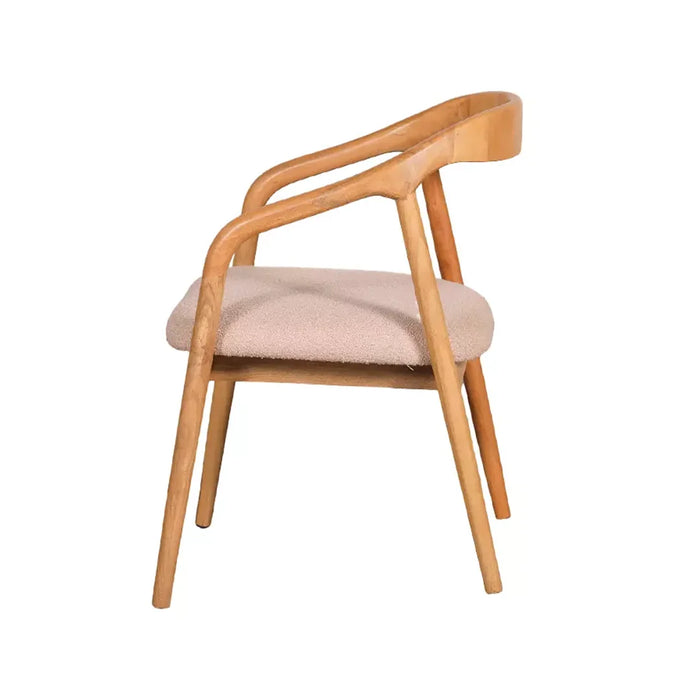 elevenpast dining chair Curved Acacia Wood Dining Chair with Beige Fabric Seat PC114