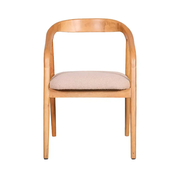 elevenpast dining chair Curved Acacia Wood Dining Chair with Beige Fabric Seat PC114