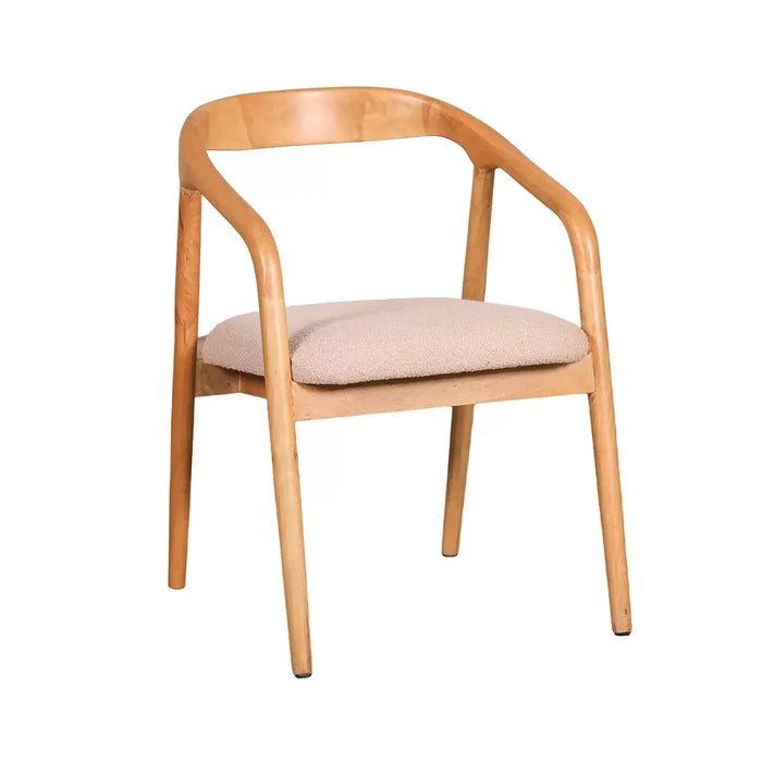 elevenpast dining chair Curved Acacia Wood Dining Chair with Beige Fabric Seat PC114