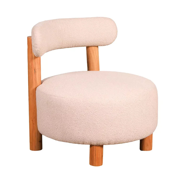 elevenpast Occasional Chair Cream Bouclé Fabric and Wood Occasional Chair PC208