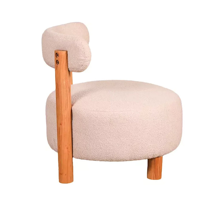 elevenpast Occasional Chair Cream Bouclé Fabric and Wood Occasional Chair PC208