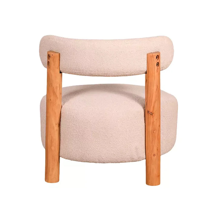 elevenpast Occasional Chair Cream Bouclé Fabric and Wood Occasional Chair PC208