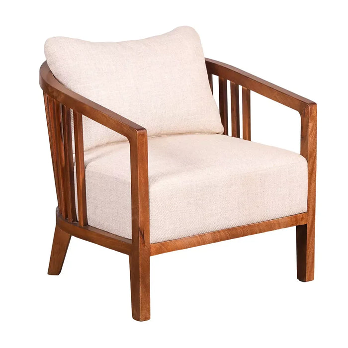 elevenpast Occasional Chair Curved Acacia Wood and Fabric Lounge Arm Chair PC4035