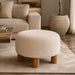 elevenpast Occasional Chair Cream Bouclé Fabric and Wood Ottoman PC4037