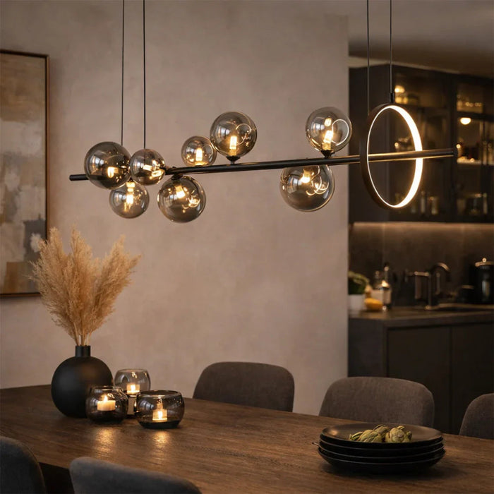 elevenpast pendant light Noctra Glass Cluster Linear Pendant Light - Smoke PEN039/10 BK/SMOKE