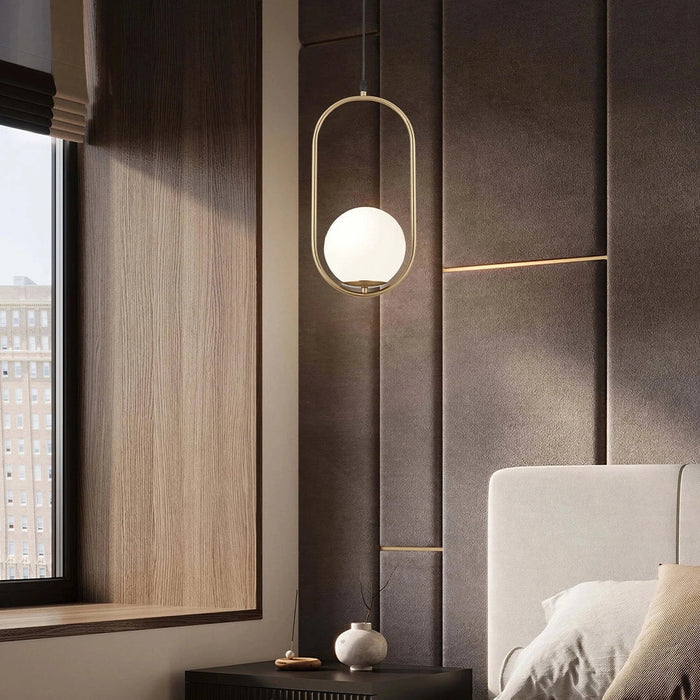 elevenpast pendant Rhea Pill LED Pendant Light - Brass and Opal PEN153 BRASS 6007226090260