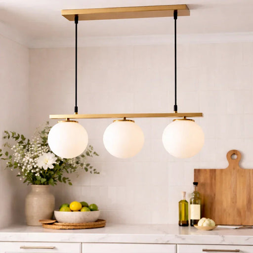 elevenpast pendant light Rhea 3 Orb Metal and Glass Pendant Light - Brass PEN155/3 BRASS