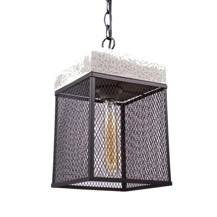 elevenpast Lighting Fixtures Cement and Metal Cage Square Light PEN349 STONE 6007226064179