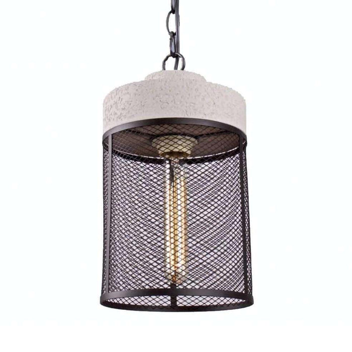 elevenpast Lighting Fixtures Cement and Metal Cage Pendant Light Cylinder PEN350 STONE 6007226064186